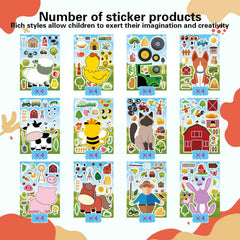 OTAITY farm animal sticker pattern closeup highlights cute faces and mix-and-match details.