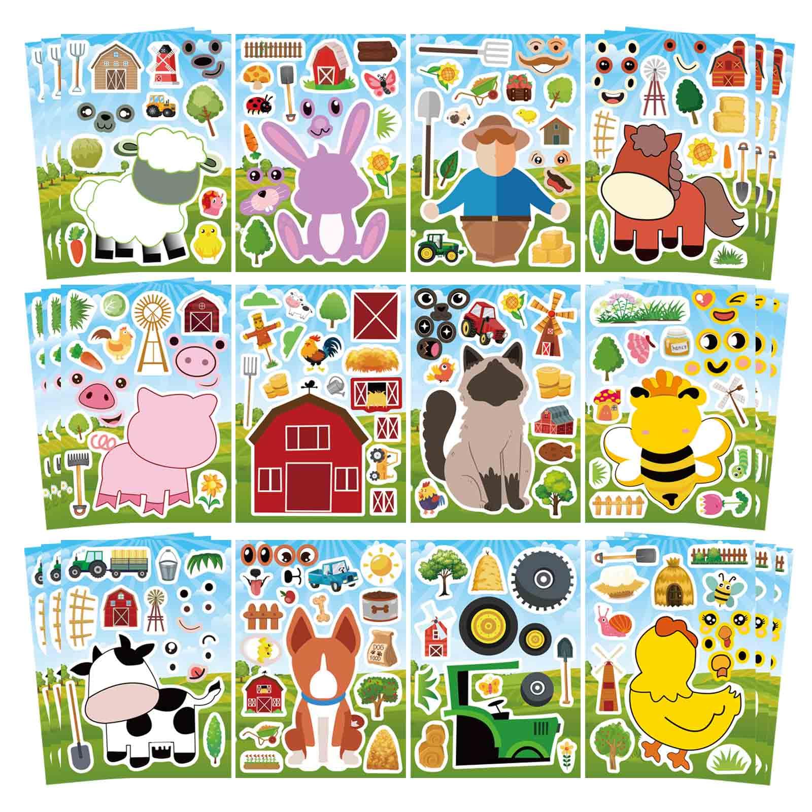 OTAITY farm animal sticker sheets showcasing 12 patterns for imaginative play.
