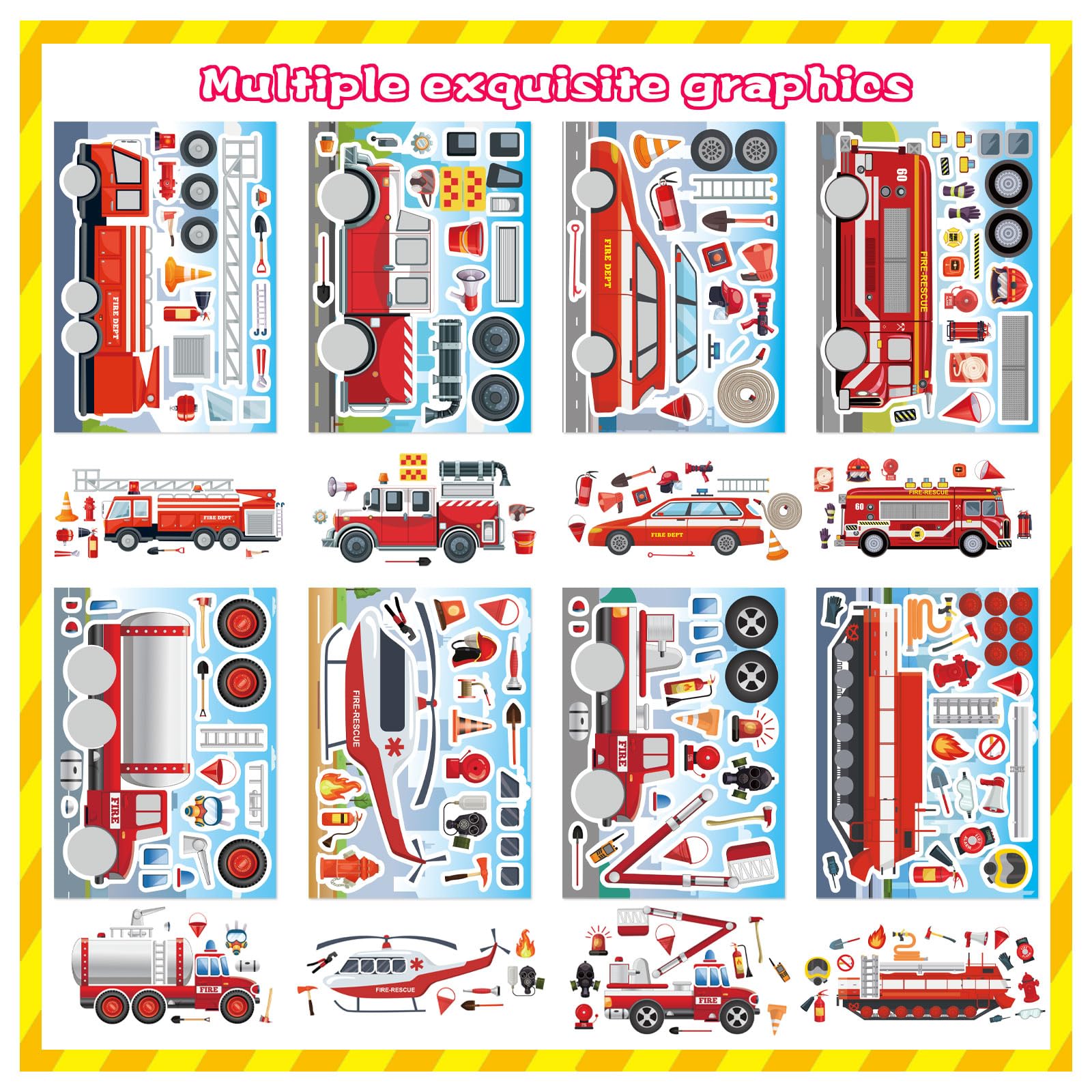 OTAITY high-quality self-adhesive fire truck stickers for art projects