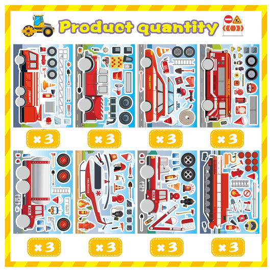 OTAITY eight-design fire truck stickers ideal for kids crafts