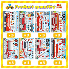 OTAITY eight-design fire truck stickers ideal for kids crafts