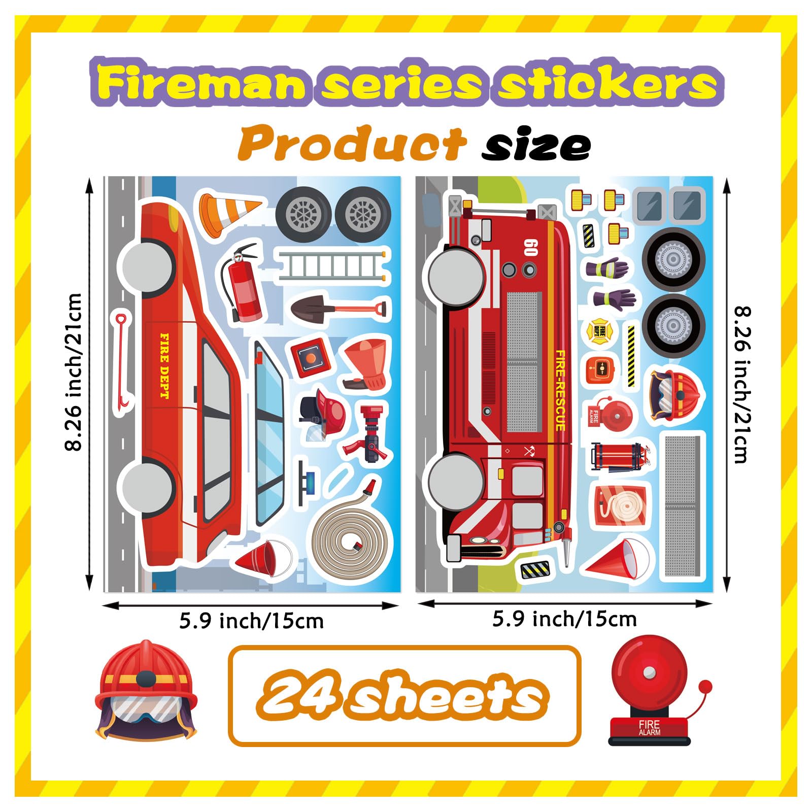 OTAITY fire truck theme stickers for classroom activities and decor