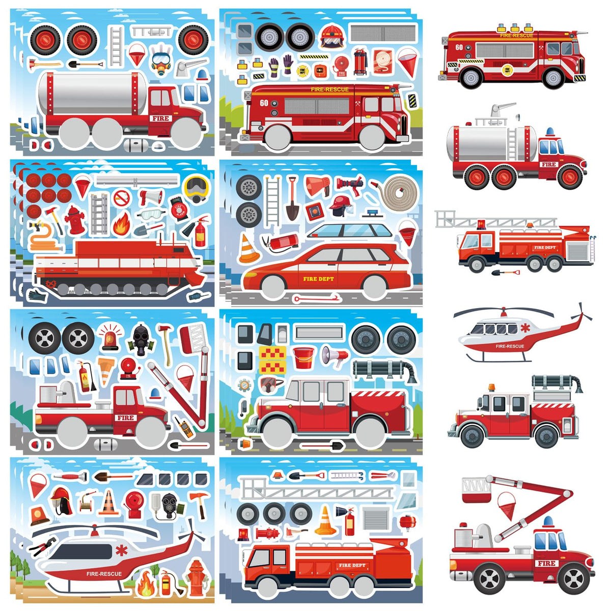 OTAITY fire truck stickers pack for facial design fun and creativity