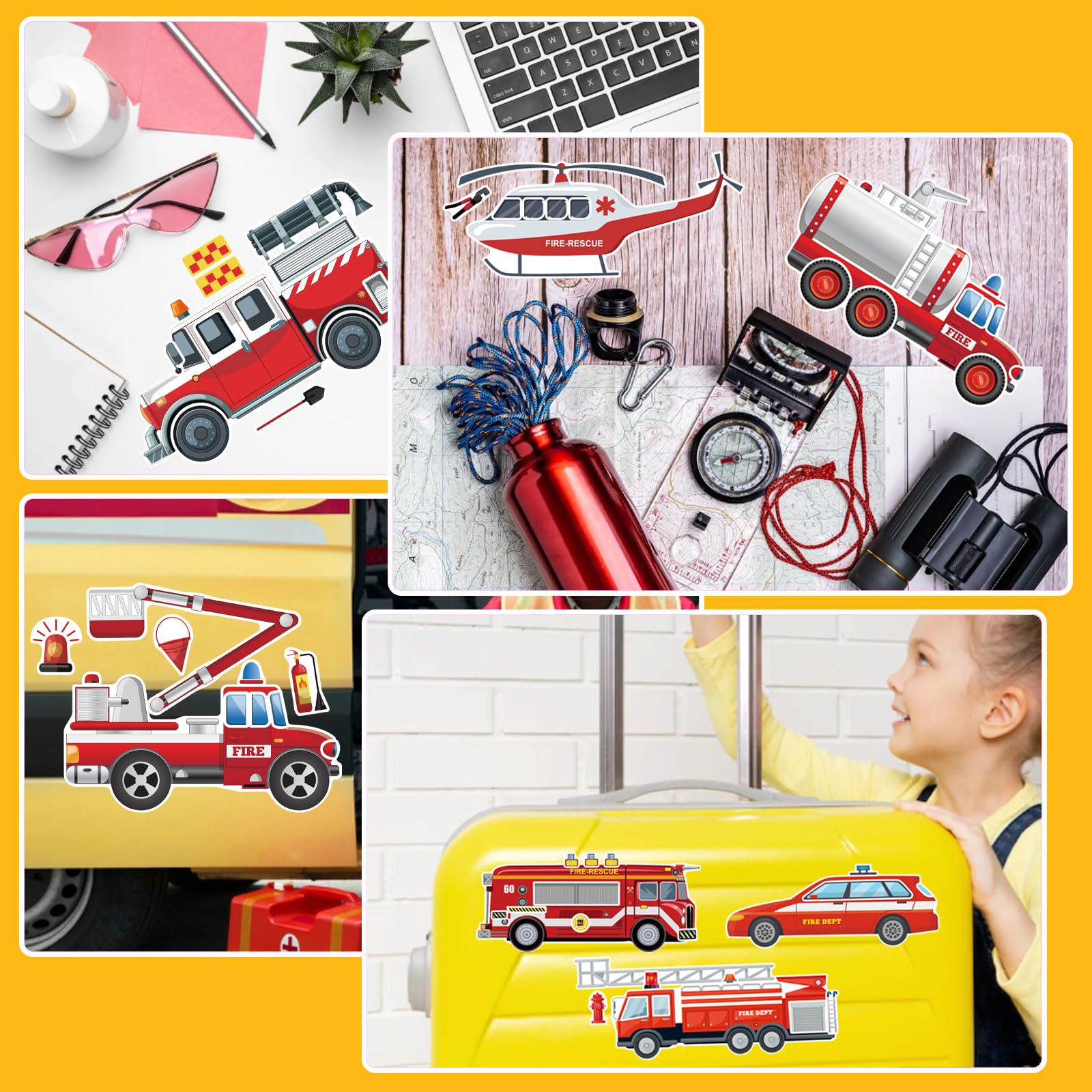 OTAITY colorful fire truck stickers for kids' decor and DIY crafts