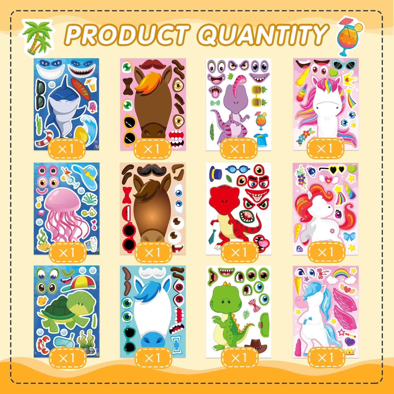 OTAITY Make a Face Stickers dinosaurs: eye-catching details spark storytelling