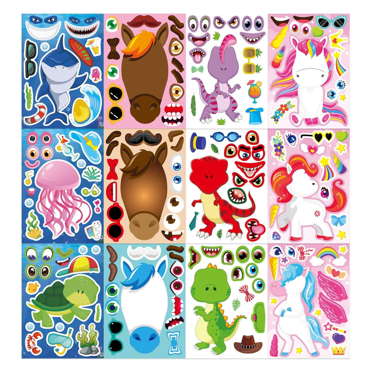 OTAITY Make a Face Stickers sea animals: vibrant designs for kids crafts and imaginative play