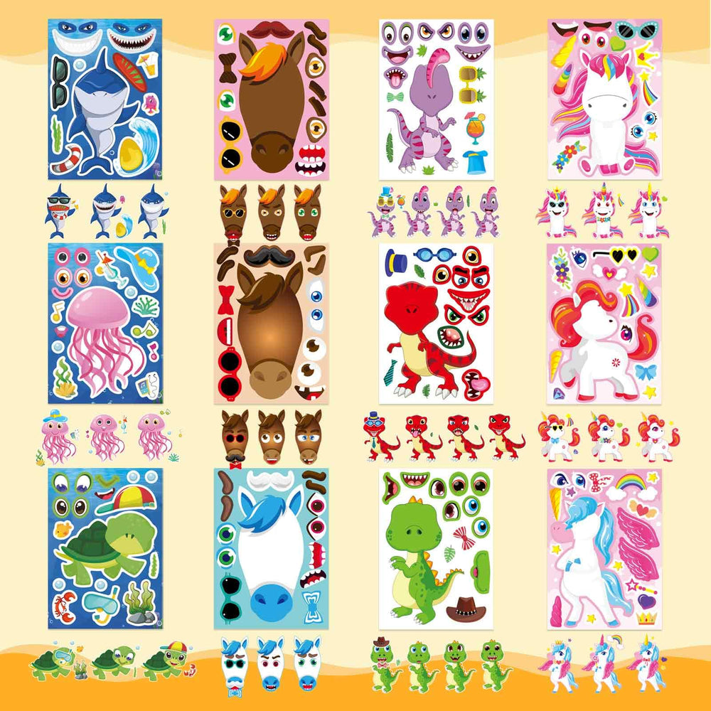 OTAITY Make a Face Stickers unicorns: bright, magical designs for pretend play