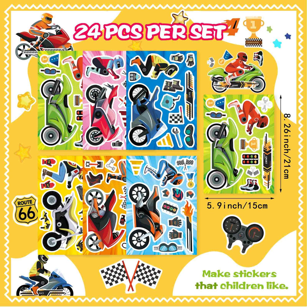 OTAITY six-style motorcycle stickers provide diverse designs for party favors and creative projects.