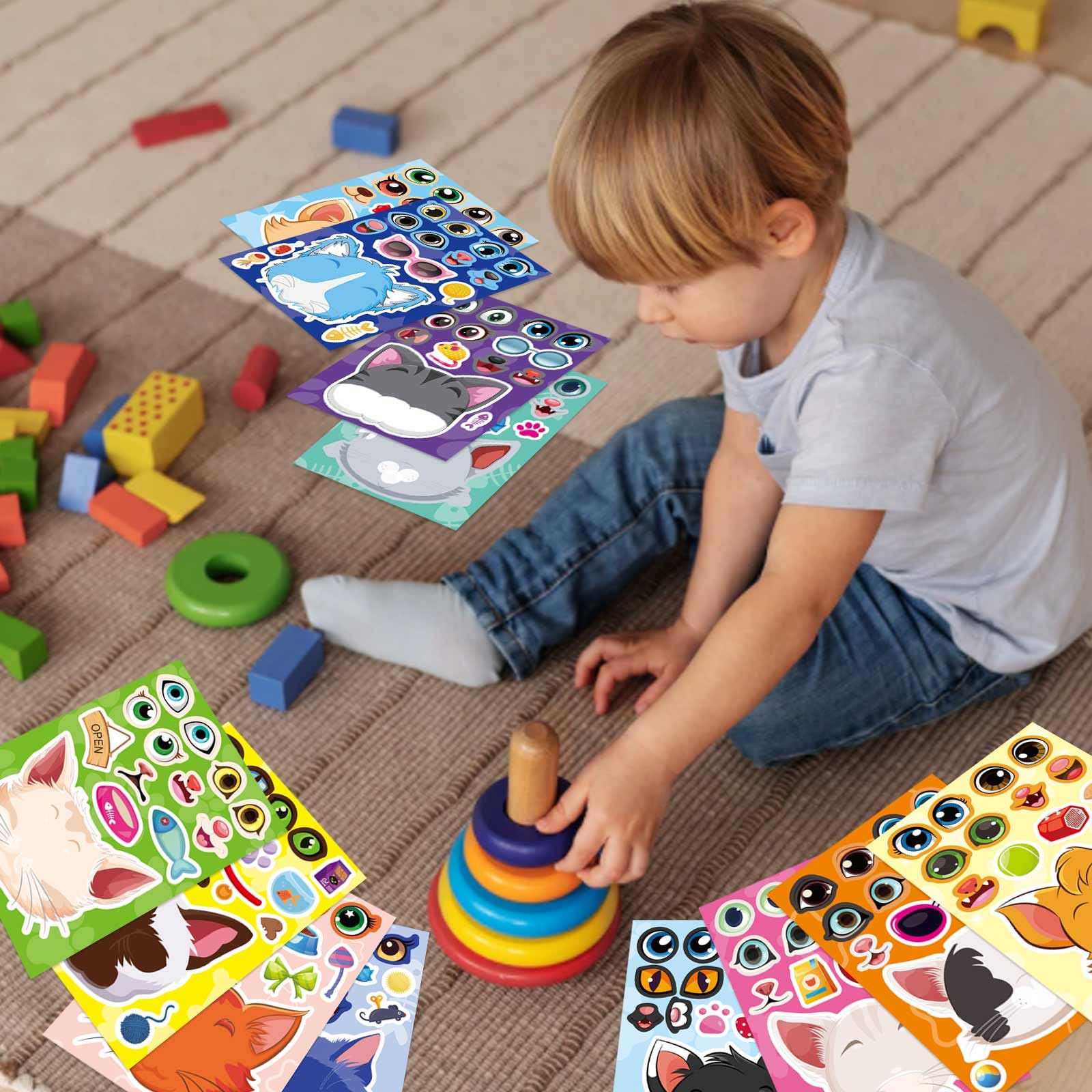 OTAITY make-a-face cat stickers help kids craft personality