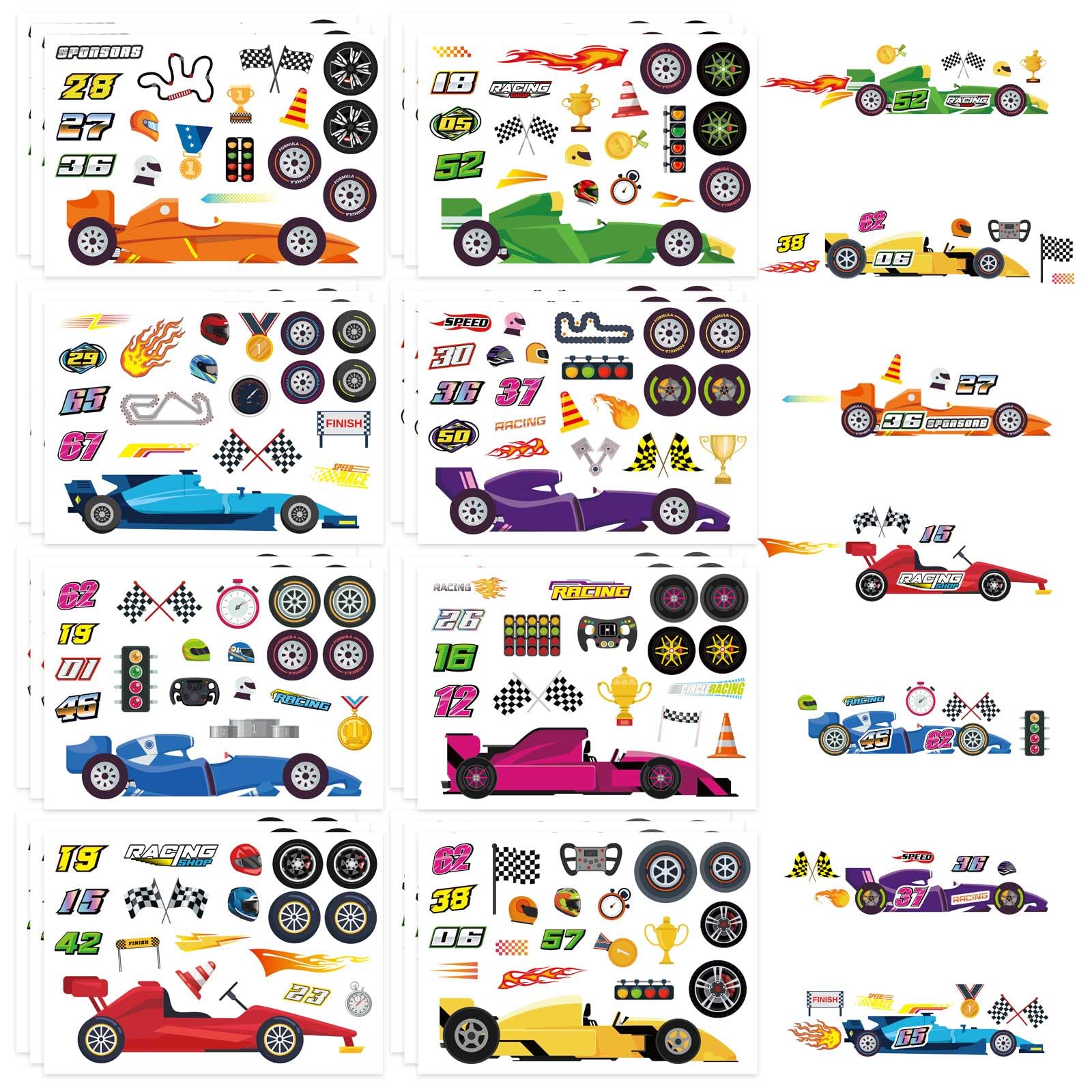OTAITY race car stickers set with colorful car patterns for kids' crafts