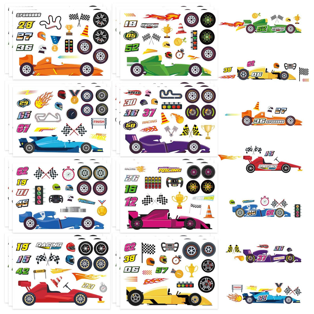 OTAITY race car stickers set with colorful car patterns for kids' crafts