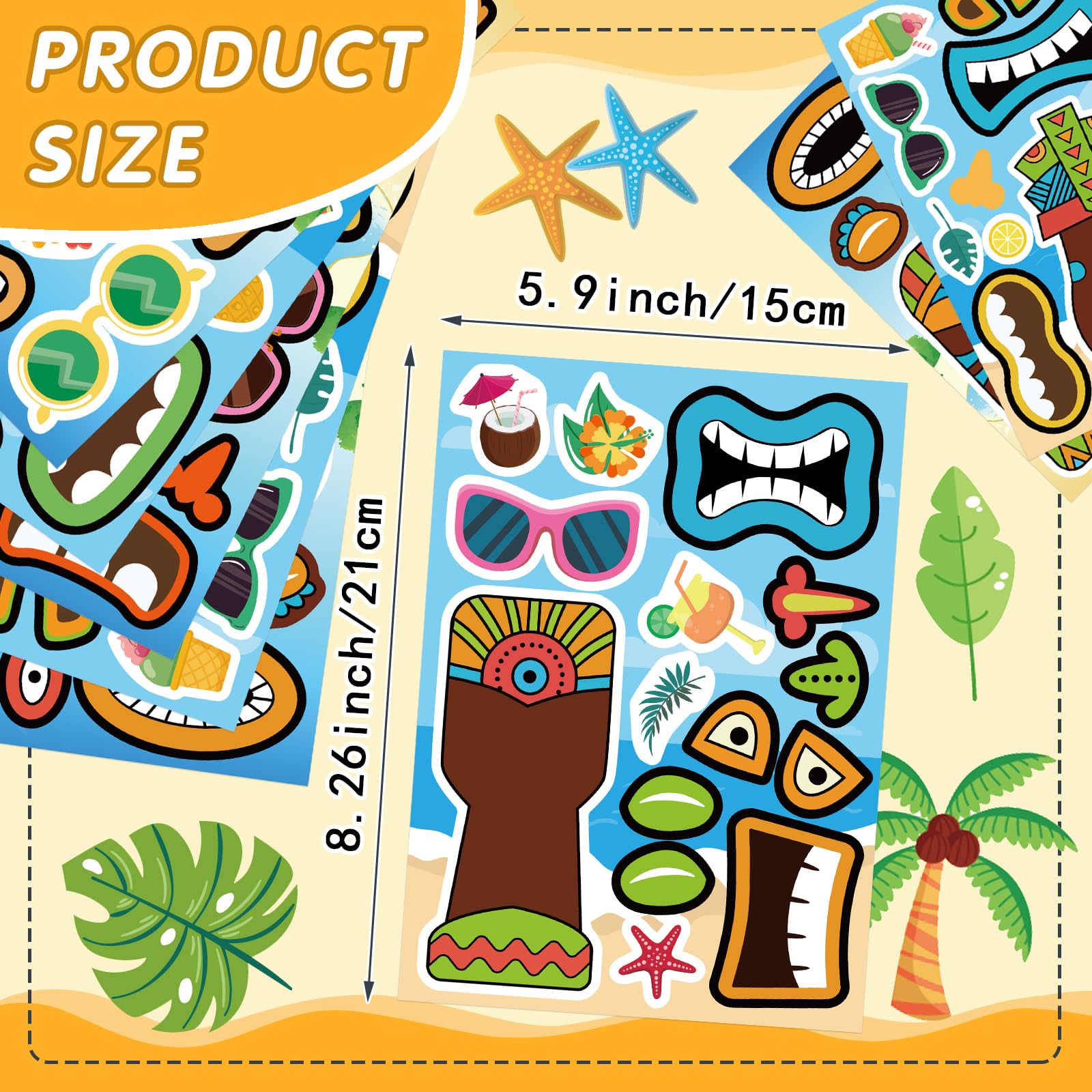 OTAITY summer stickers on thick coated paper with self-adhesive backing for easy reuse.