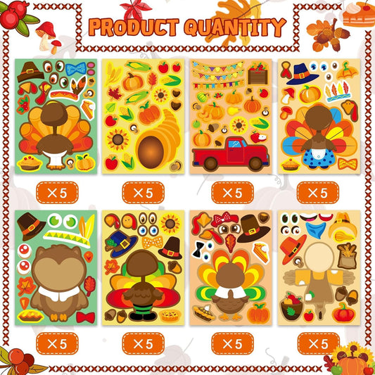 OTAITY turkey stickers face styles highlight two expressions per sheet for creative play.