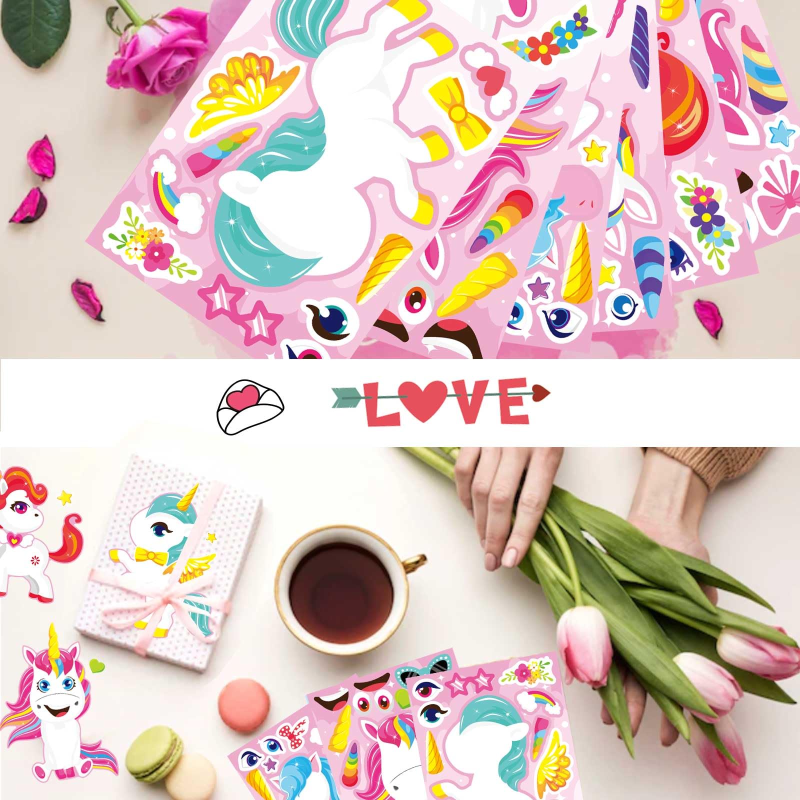 OTAITY unicorn stickers bright colors enhance artwork and sticker fun.