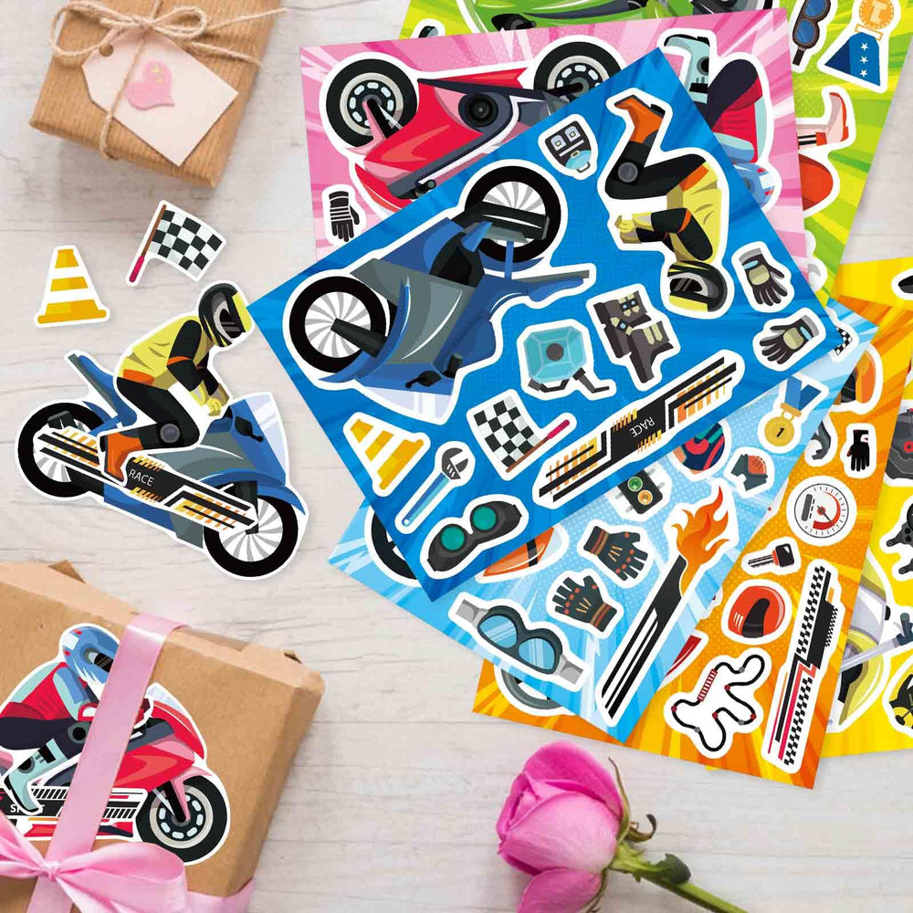OTAITY vivid colors and motocross motifs spark kids' imagination while decorating.
