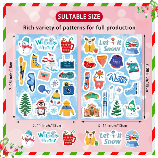 OTAITY snowman and snowflake sticker scene for classroom craft and journaling.