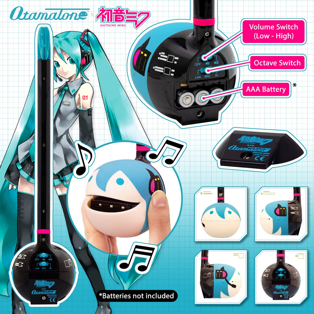 Otamatone Classic Hatsune Miku Edition mid-action play mode highlights simple pitch control.