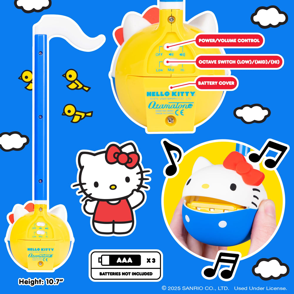 Otamatone Classic Hello Kitty pitch variation demonstrates low to high tones for jam sessions.