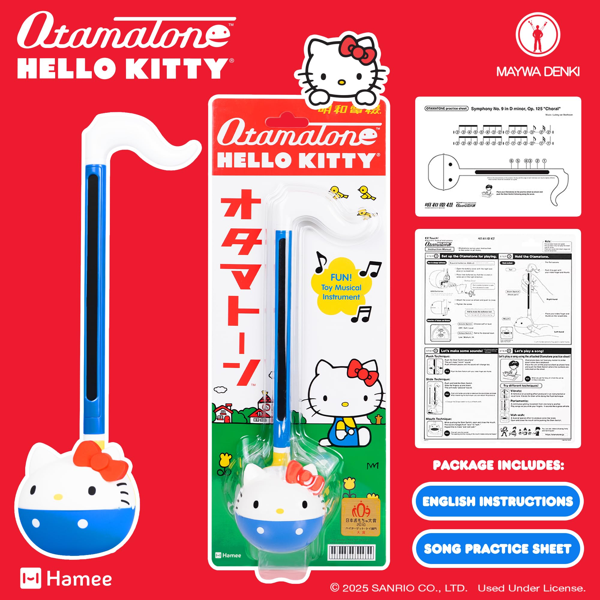 Otamatone Classic Hello Kitty compact size easy to carry for travel performances.