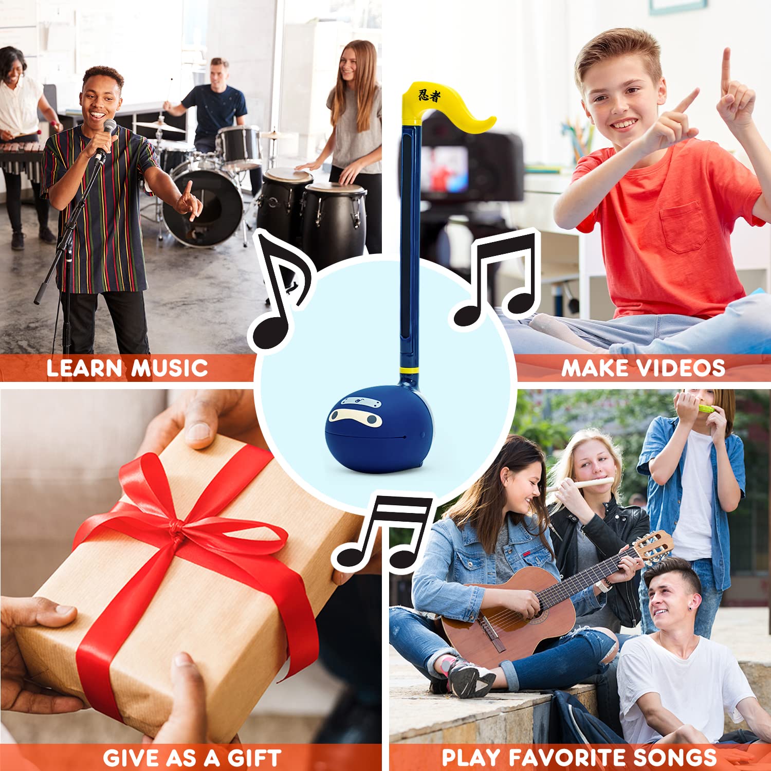 Otamatone Classic Ninja compact size; ultra-portable fun for travel and campfire singalongs