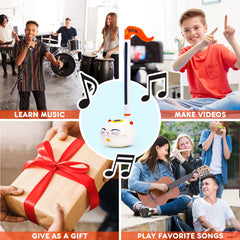 Otamatone Classic squeeze cheeks feature adds expressive vibrato during performances.