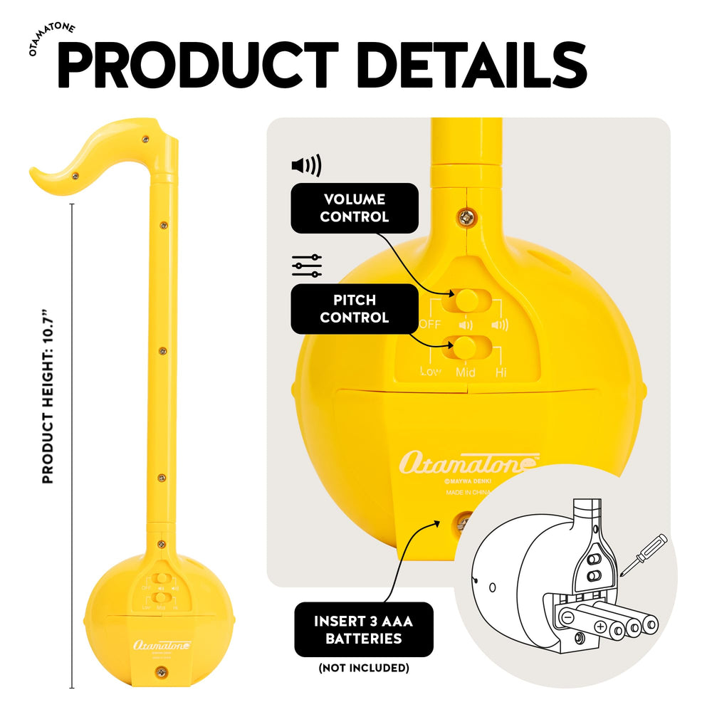 Otamatone Classic Yellow cheek squeeze enabling expressive vibrato for performances