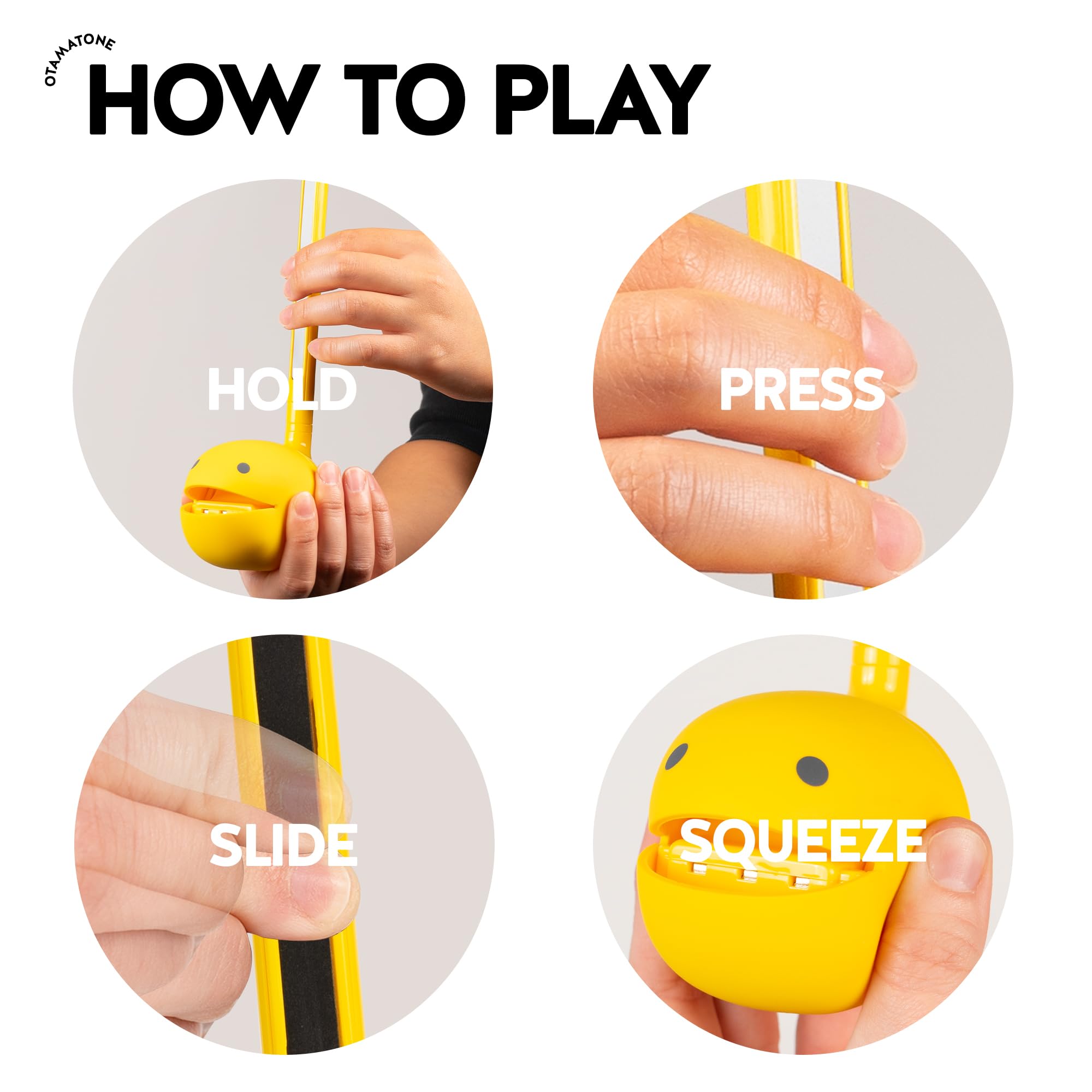 Otamatone Classic Yellow side view highlighting portability for travel and on-the-go use