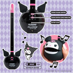 Otamatone Kuromi battery compartment reveals easy setup with 3 AAA batteries.
