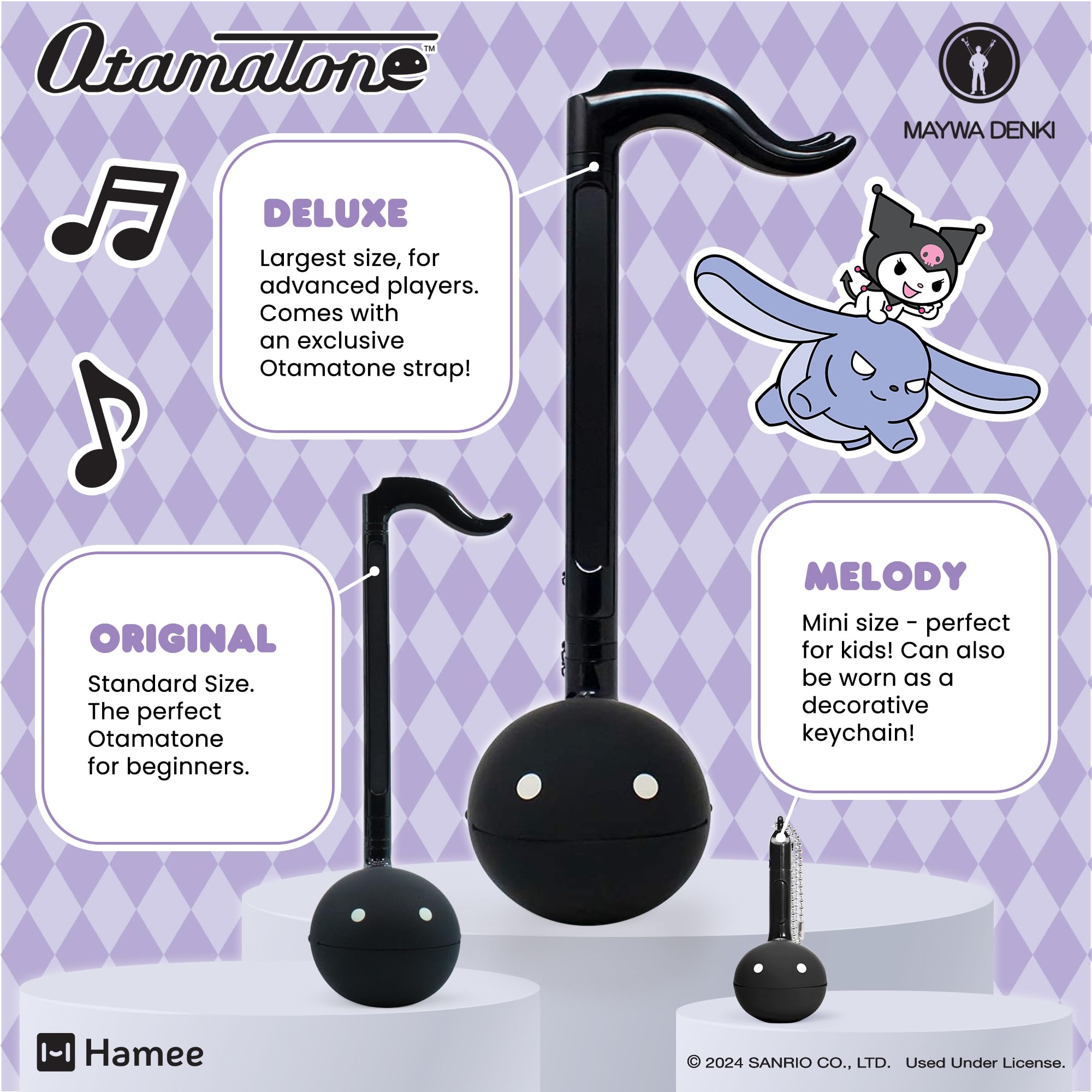 Otamatone Kuromi official licensing seal confirms authenticity.