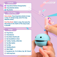 Otamatone Melody Mini back view highlights unicorn edition's playful appeal.