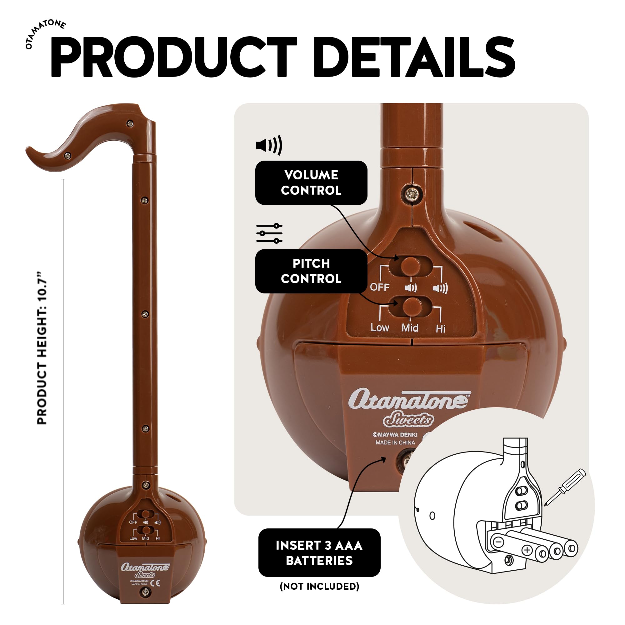 Otamatone Sweets Edition strawberry side view, easy grip during practice.