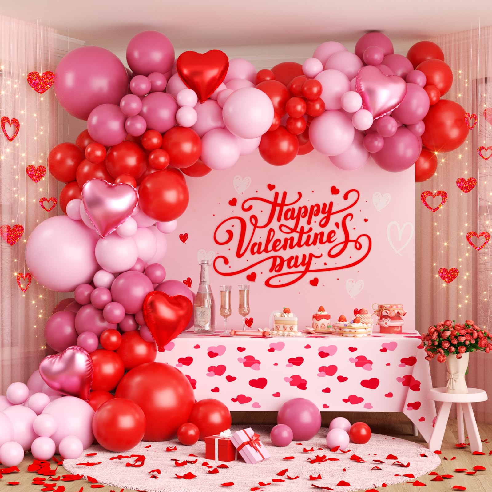 OTLGEUA Valentines arch kit pink balloons for romantic décor and photos
