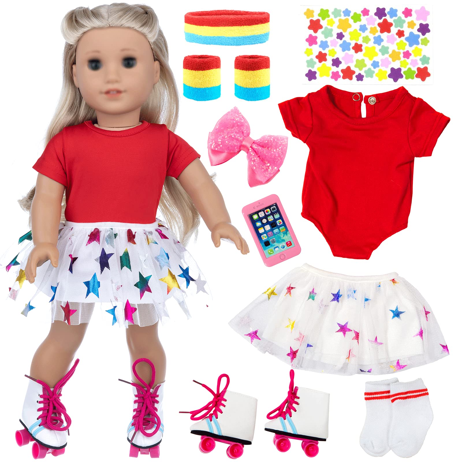 OTMOON 18-inch doll skating shoes for action-packed pretend skating.