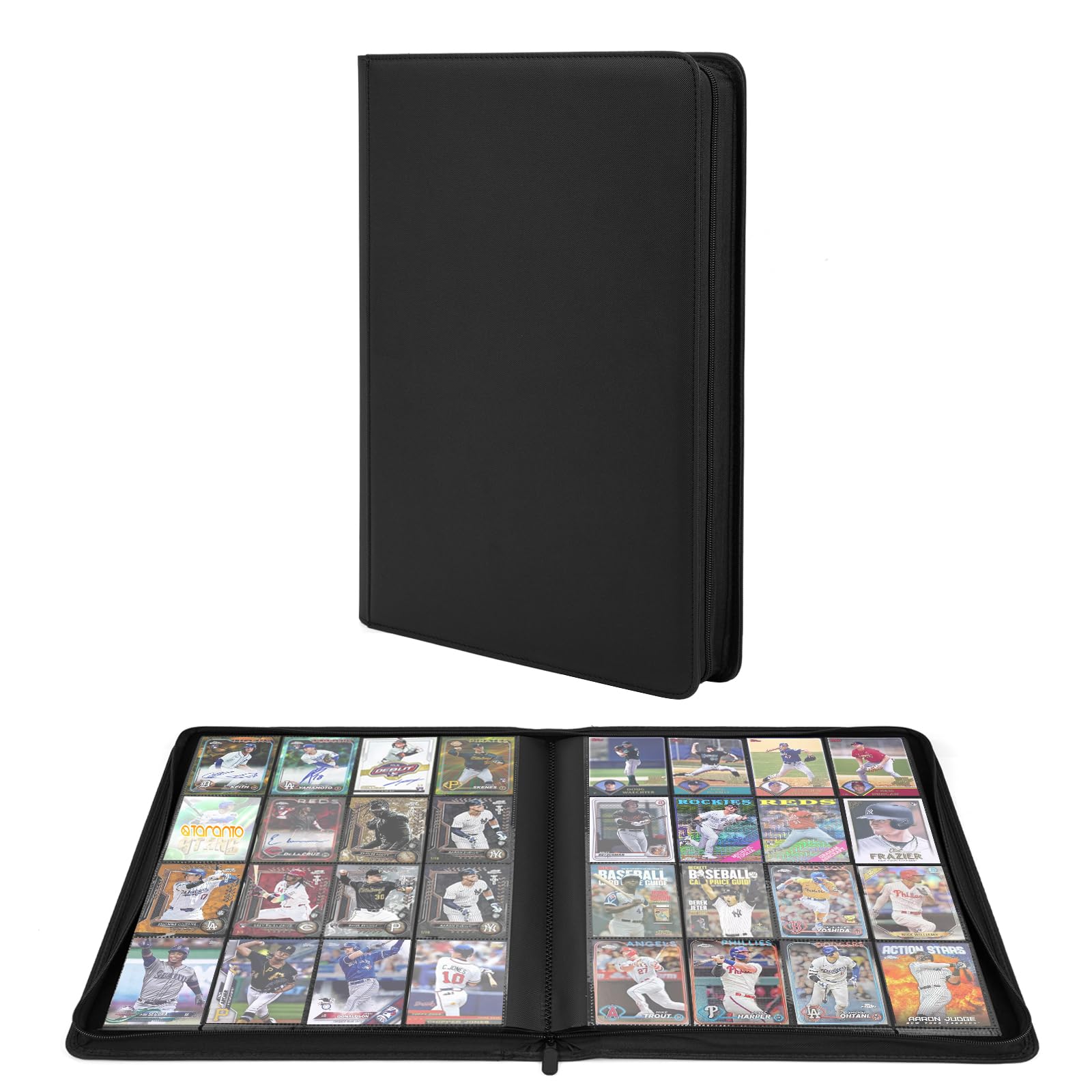 OTMOTMO Premium 1000+ Pockets Binder front view in Black2 for expansive card storage.