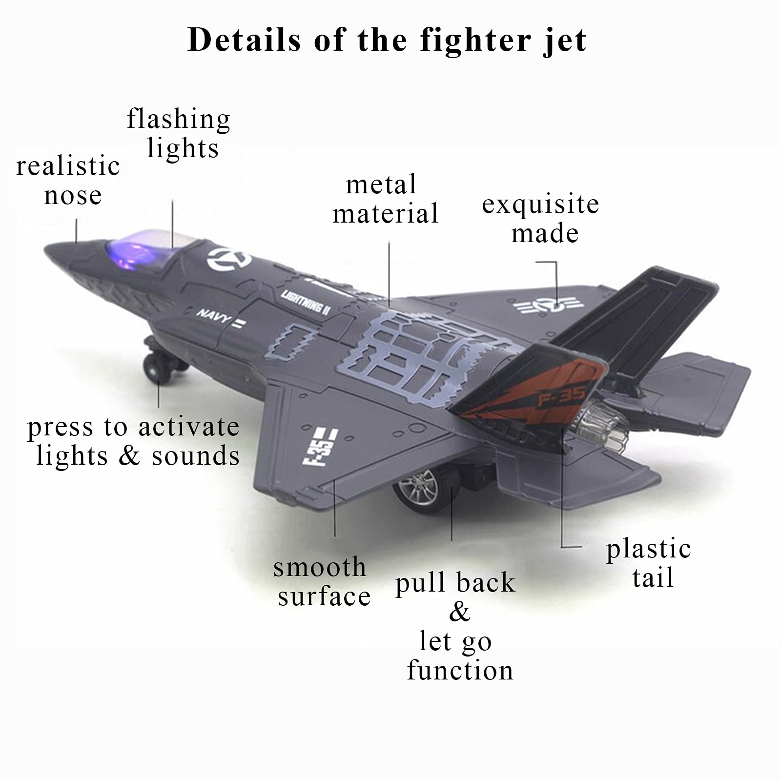 OTONOPI F-35 pull-back action enables quick, kid-friendly launches