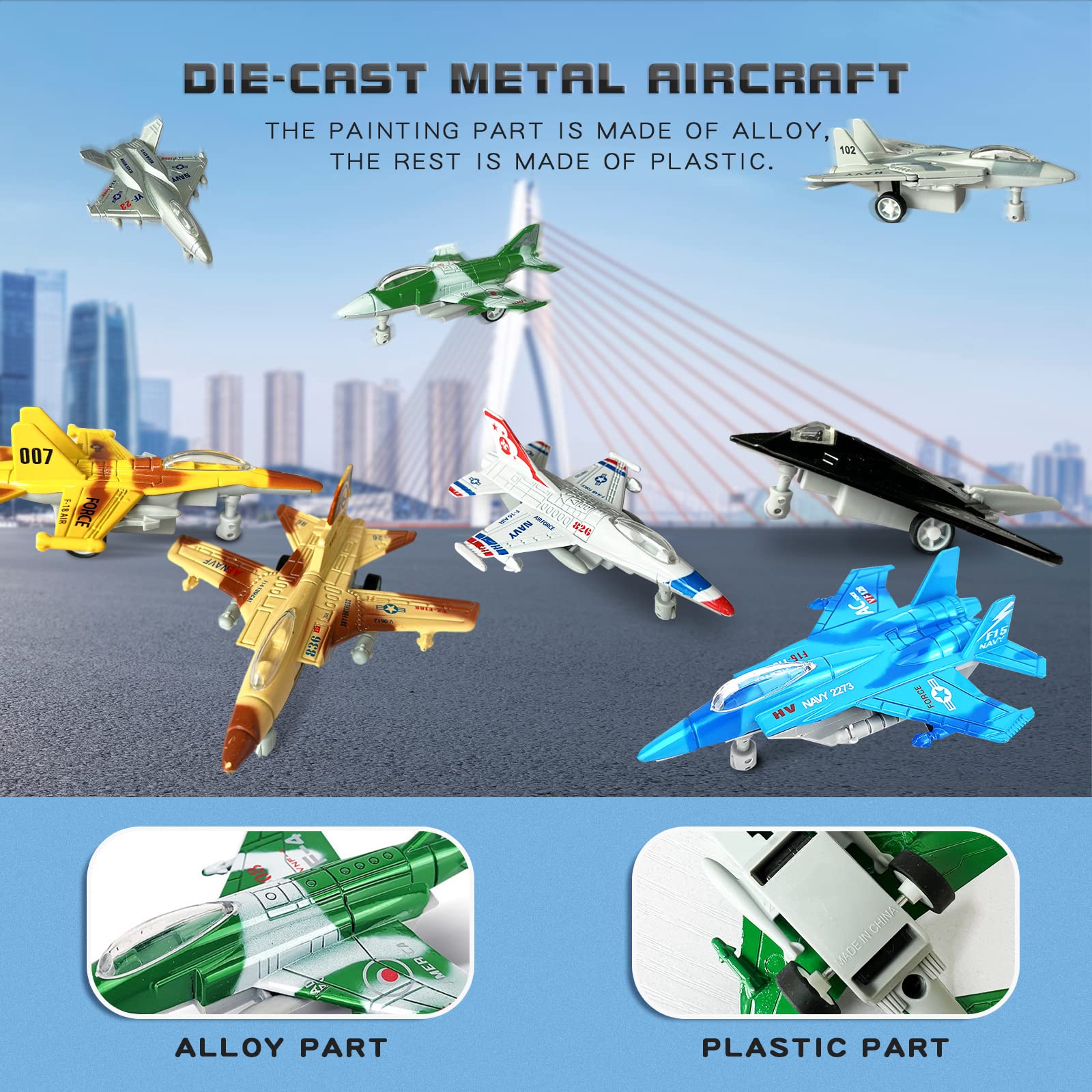OTONOPI fighter-jet black plane for dramatic display and durable fun.