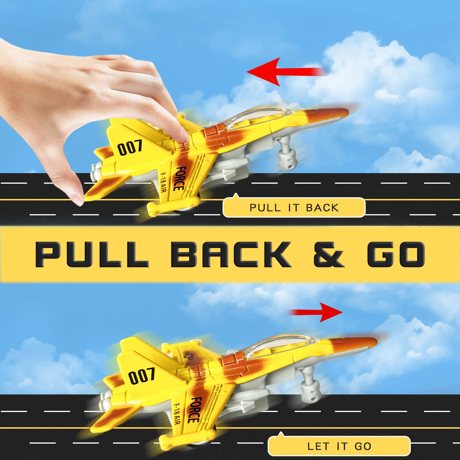 OTONOPI fighter-jet yellow plane for energetic play and standout design.