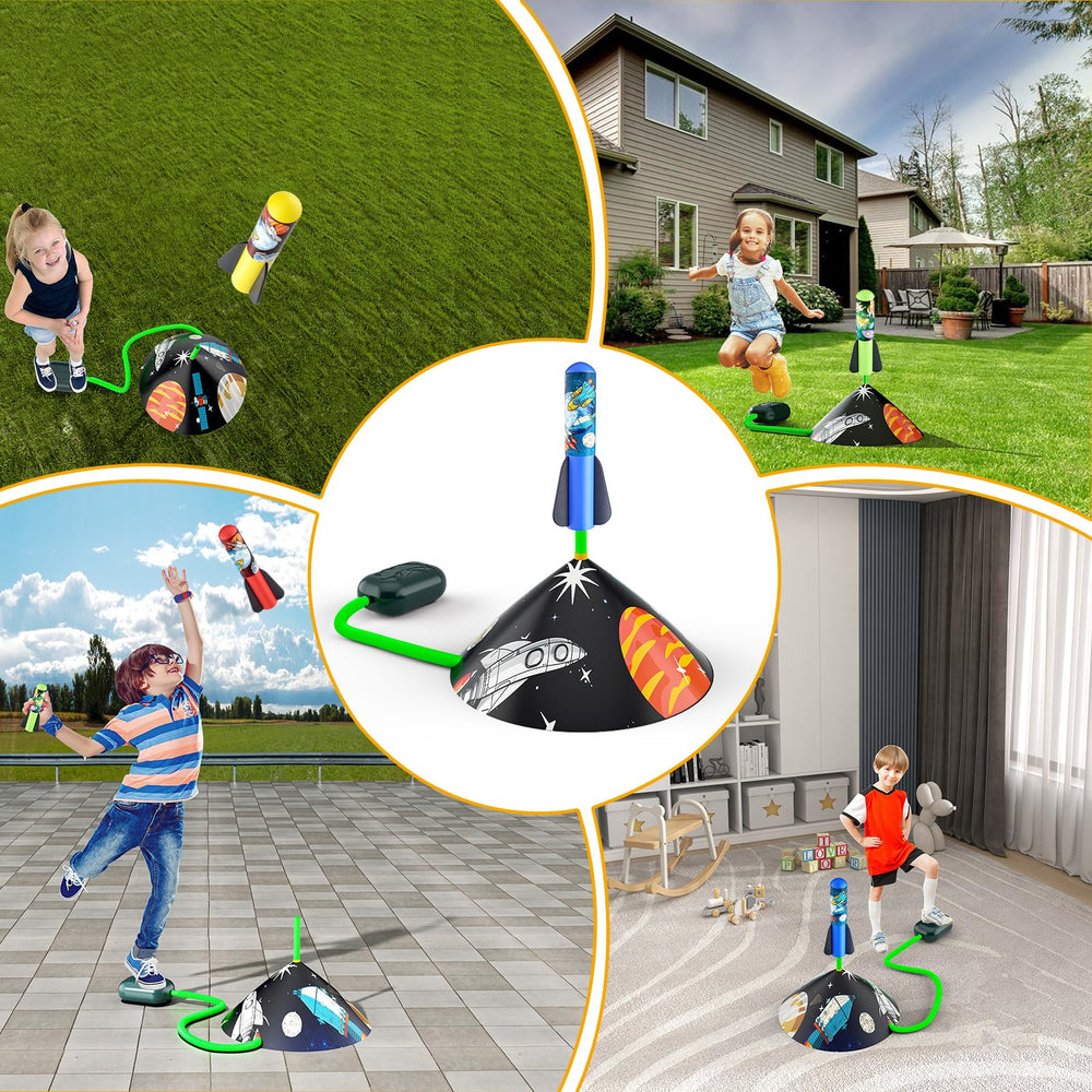 Rockets decorated with stickers for colorful, personalized play with Otoseth