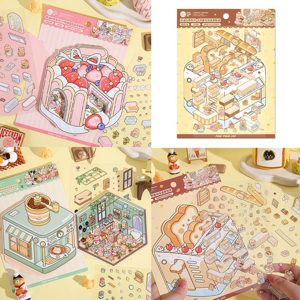 OTYSLIU bakery 3D sticker scene adds depth to scrapbooks and crafts