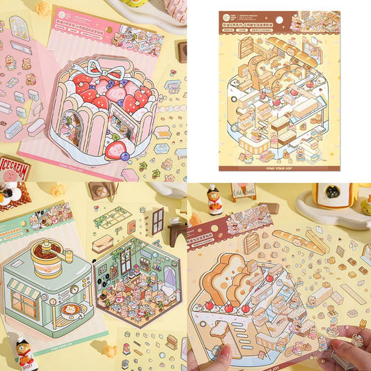 OTYSLIU bakery 3D sticker scene adds depth to scrapbooks and crafts
