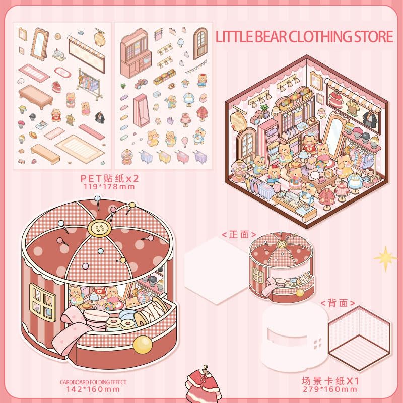 OTYSLIU cafe 3D sticker scene creates cozy miniatures for journaling
