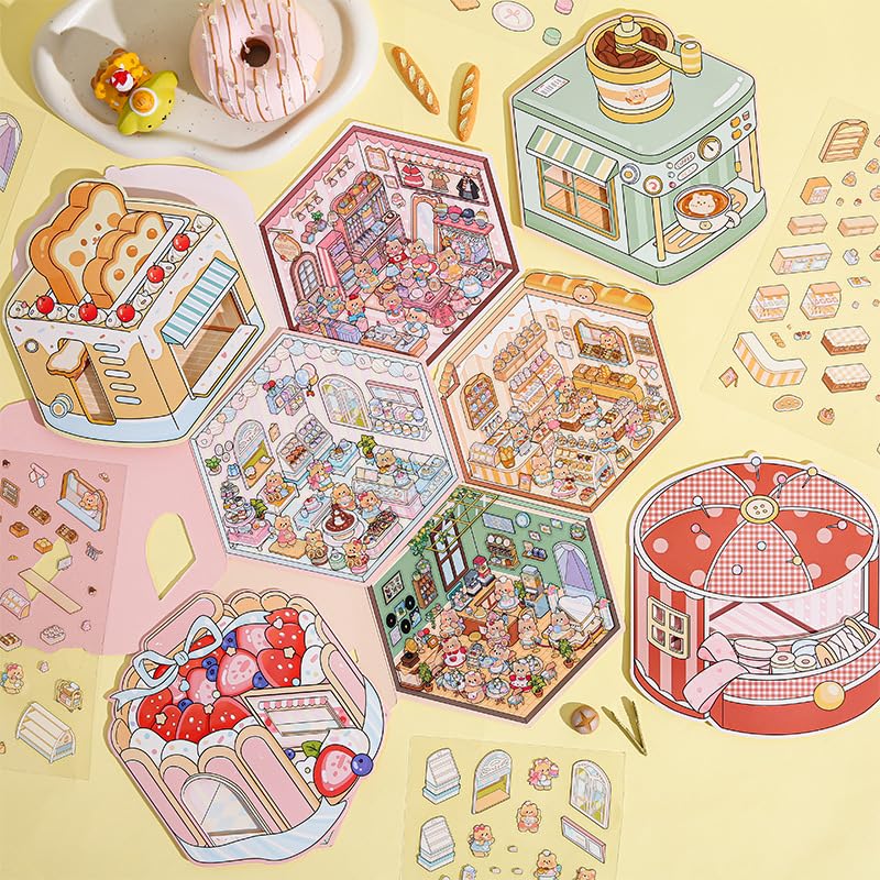 OTYSLIU dessert shop 3D sticker scene with vibrant details for home decor projects