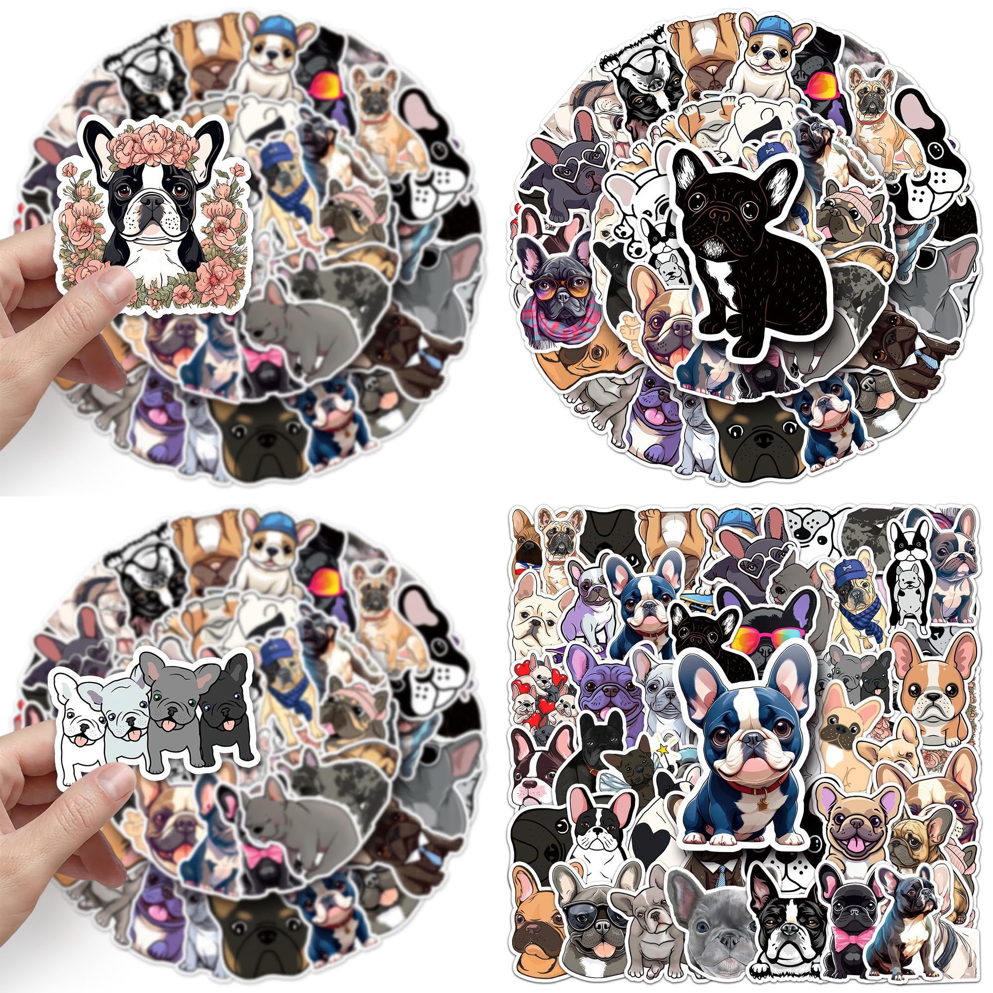OTYSLIU French Bulldog stickers close-up designs show clear, detailed artwork.