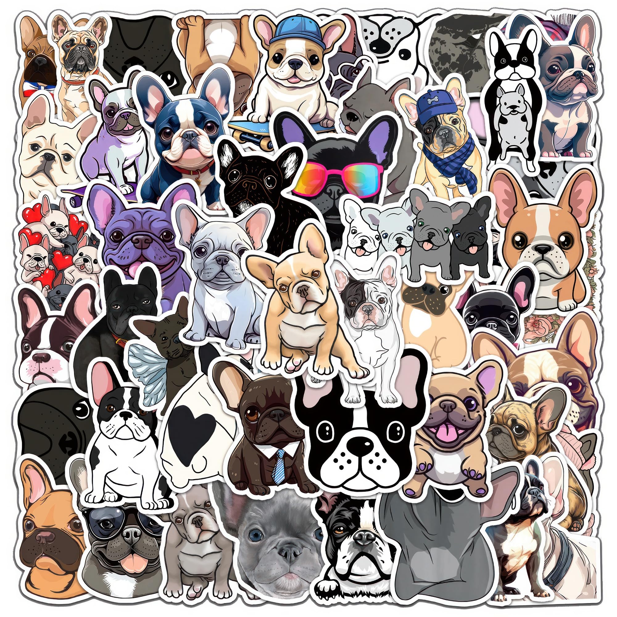 OTYSLIU French Bulldog stickers pack showcases colorful designs for crafts and gifts.