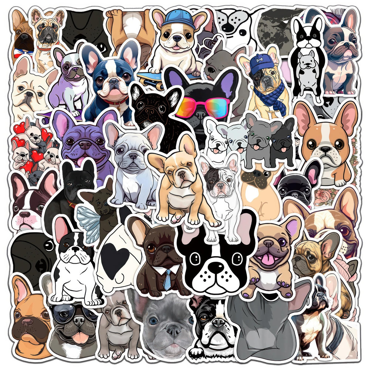 OTYSLIU French Bulldog stickers pack showcases colorful designs for crafts and gifts.