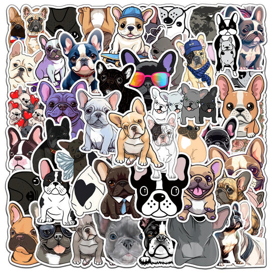OTYSLIU French Bulldog stickers pack showcases colorful designs for crafts and gifts.