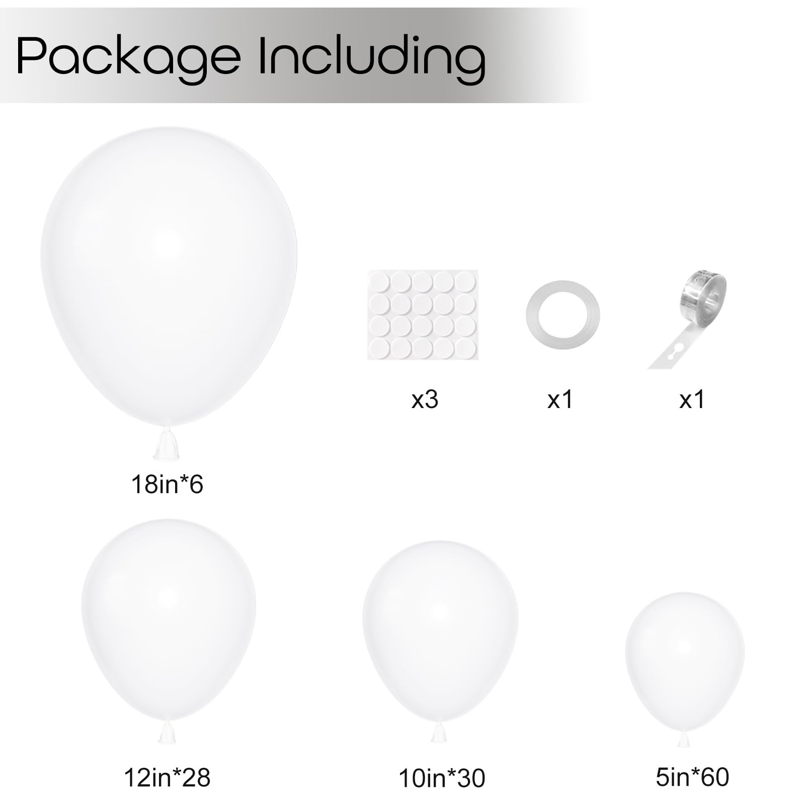 Ouddy Party 18in matte white balloons ideal for creating elegant arches.