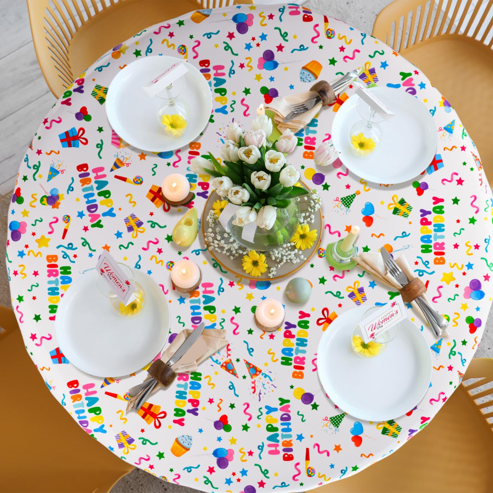 Oudain birthday tablecloth adds festive design for celebrations
