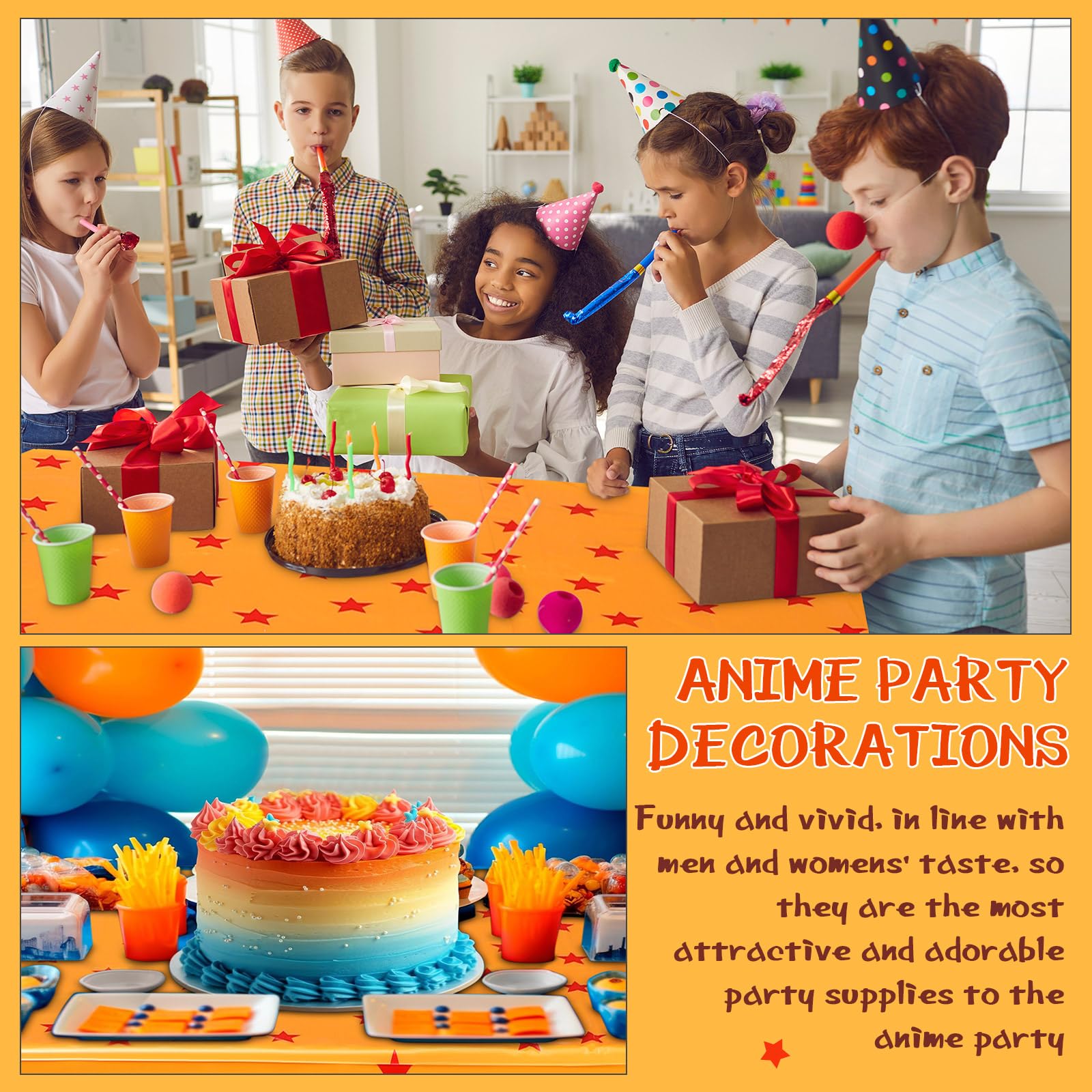 Oudain anime table cloth for kids' parties, enhances festive mood and energy.