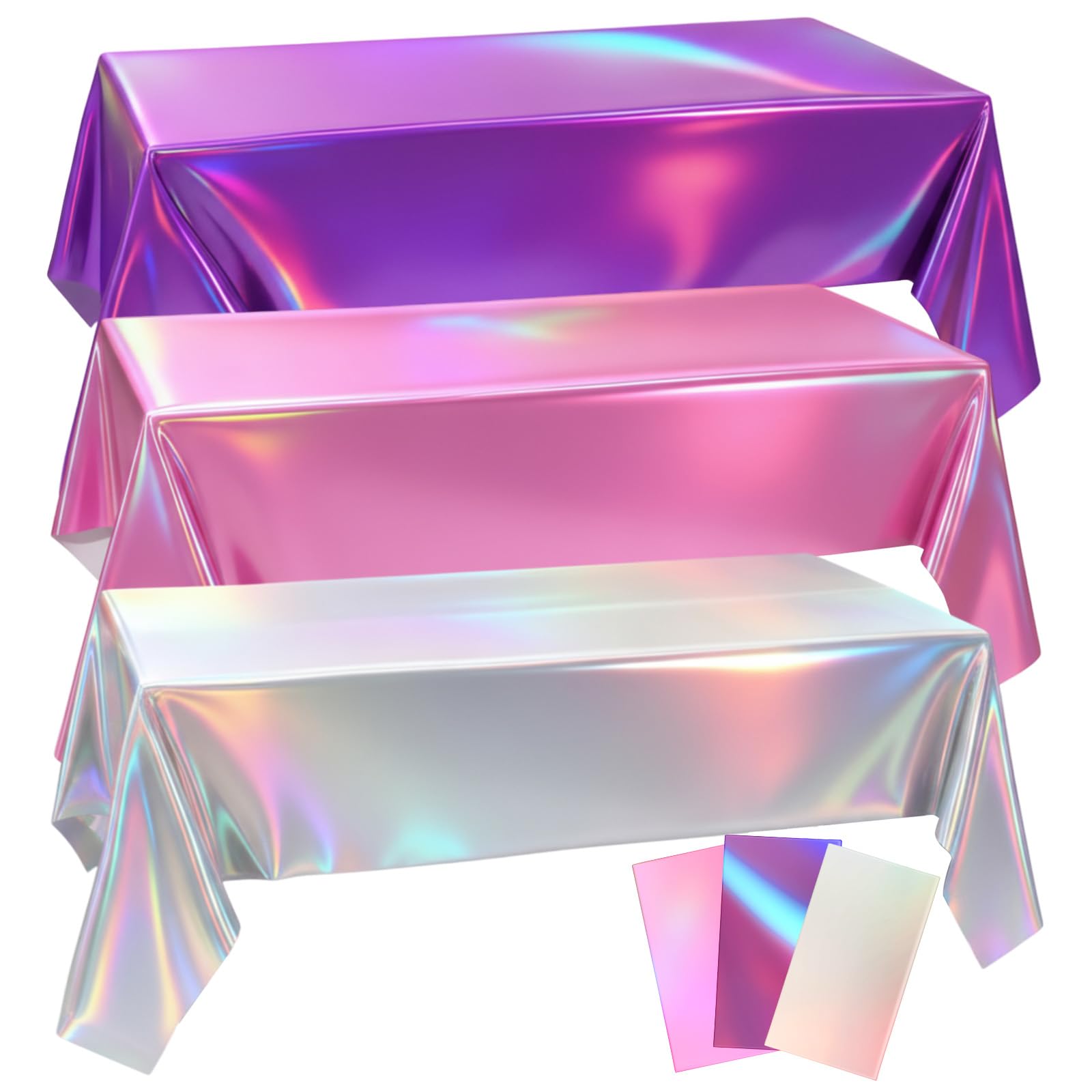 Oudain iridescent pink tablecloth on a table, waterproof and easy to wipe clean